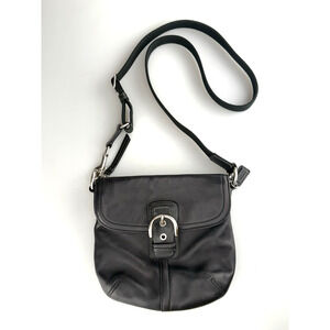 COACH Crossbody Black Leather Mini Soho Saddle Bag Buckle Purse Vintage